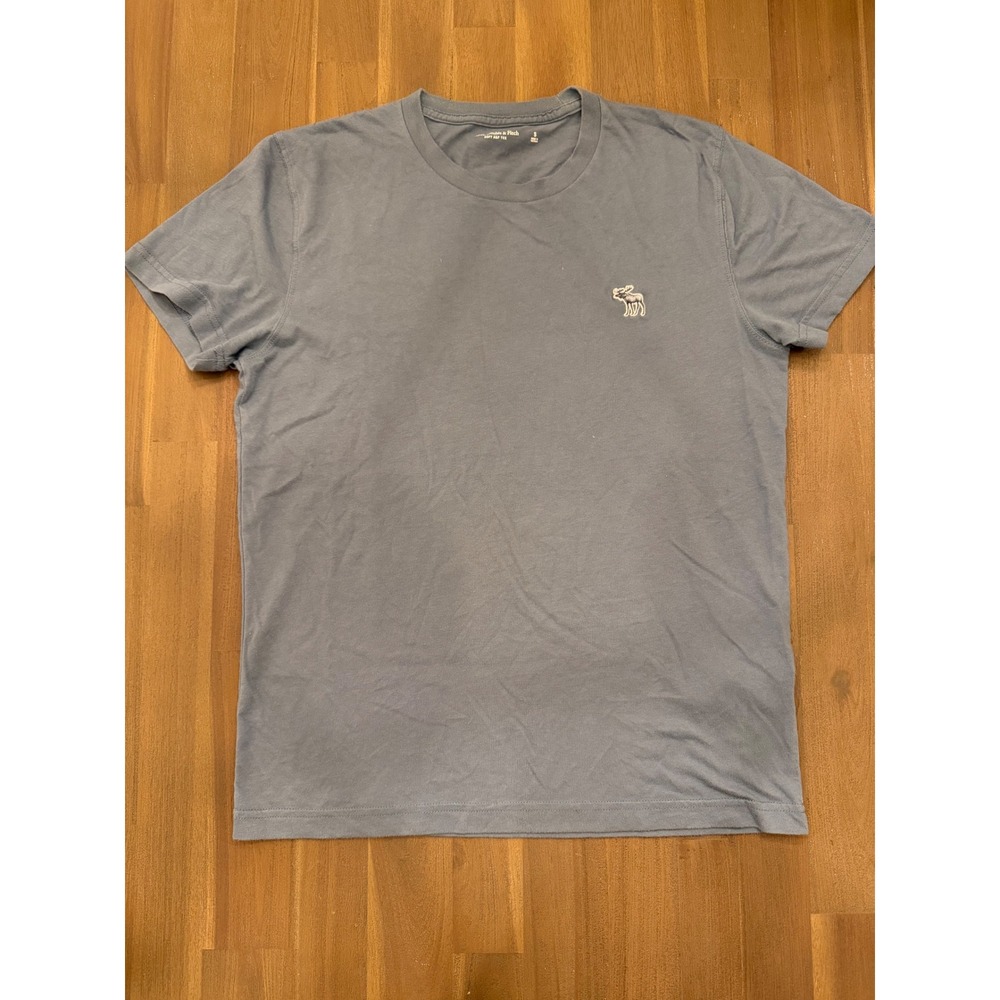 Abercrombie & Fitch Soft A&F Tee Mens Small Blue Gray Embroidered Moose Logo